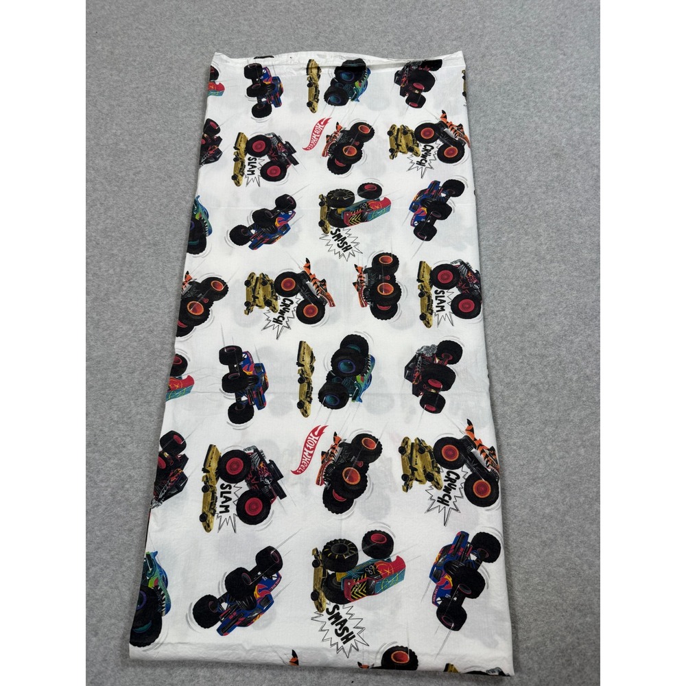 Pottery Barn Kids Hot Wheels Monster Trucks Organic Cotton Toddler Flat Sheet